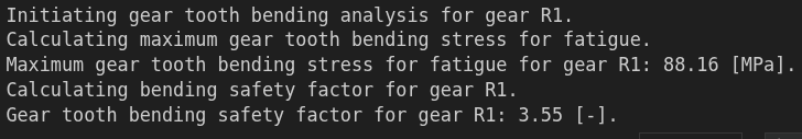 R1 Gear Tooth Bending Analysis Output