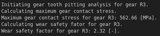 R3 Gear Tooth Pitting Analysis Output